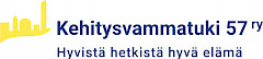 Kehitysvammatuki 57 ry:n logo ja slogan.